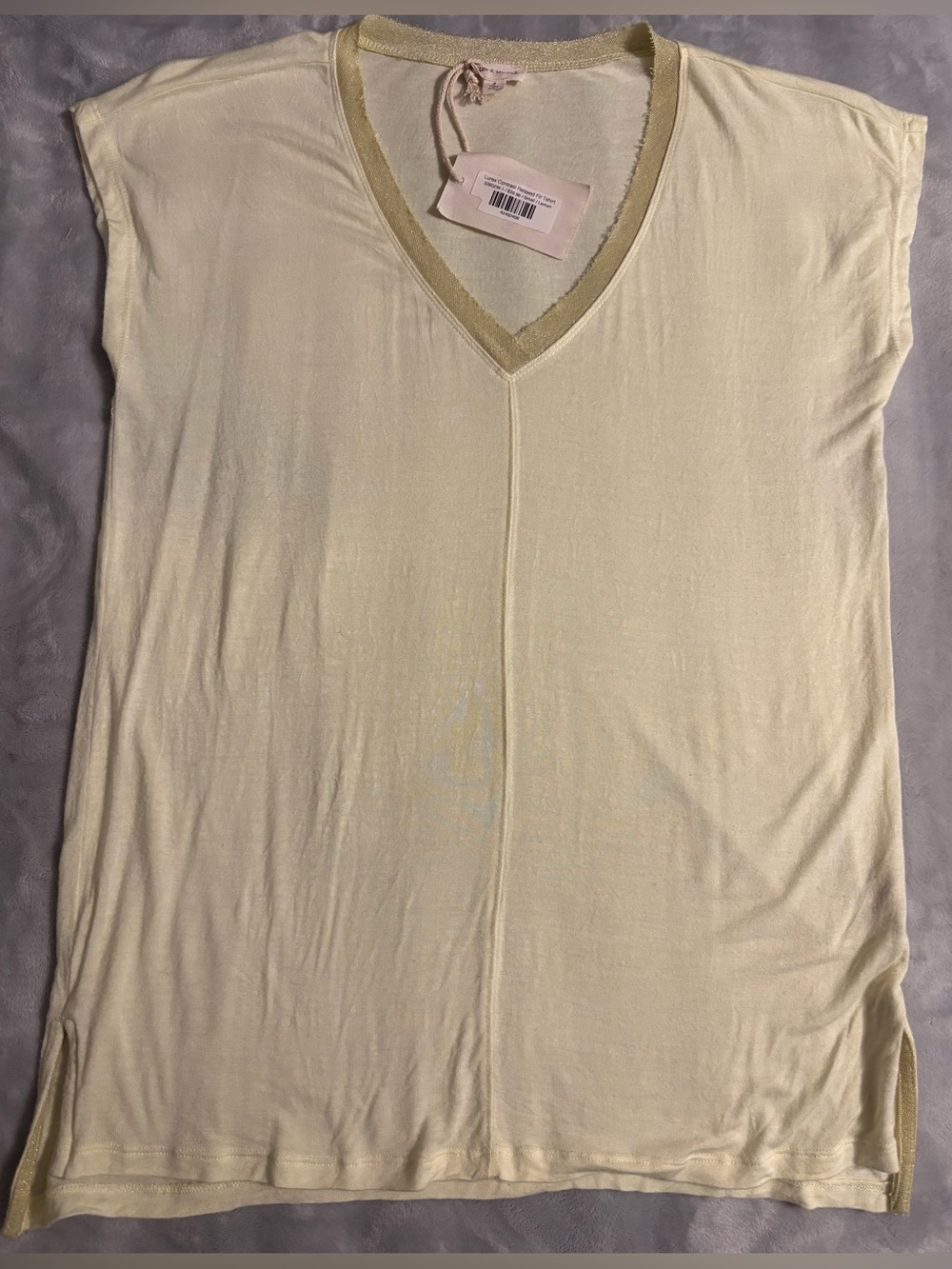 Hem & Thread Pale Yellow V-Neck Long Sleeve Top